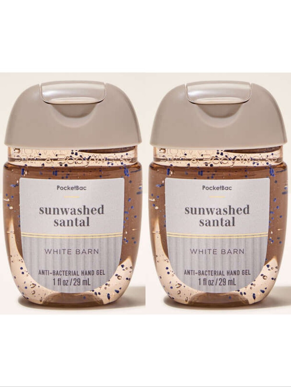 White Barn PocketBac Sunwashed Santal Hand Gel - Set of 2 NEW Rare